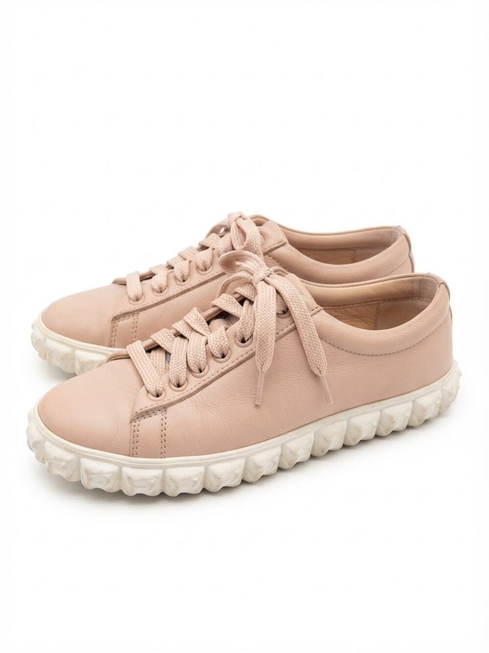 Stuart Weitzman Rose Sole Leather Sneakers Blush Pink Women Size 5.5 Designer